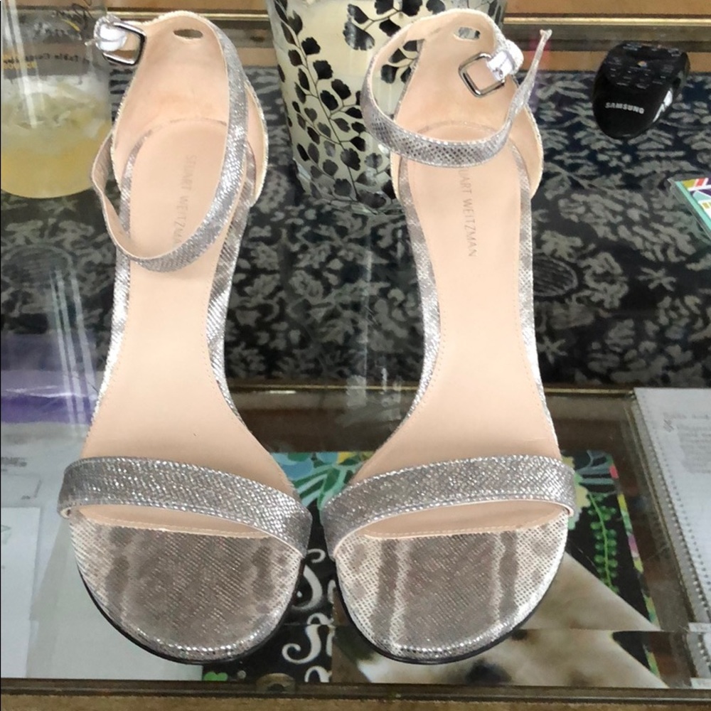 Stuart Weitzman brand new mercury metal heels